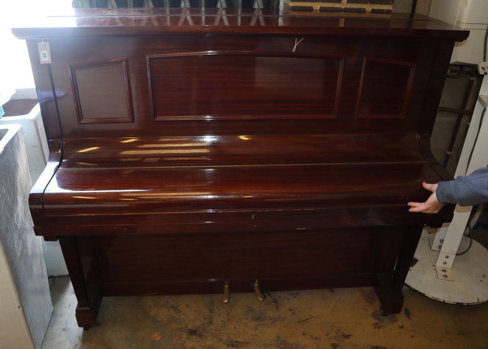 A mahogany upright piano by B. Squire, W.144cm